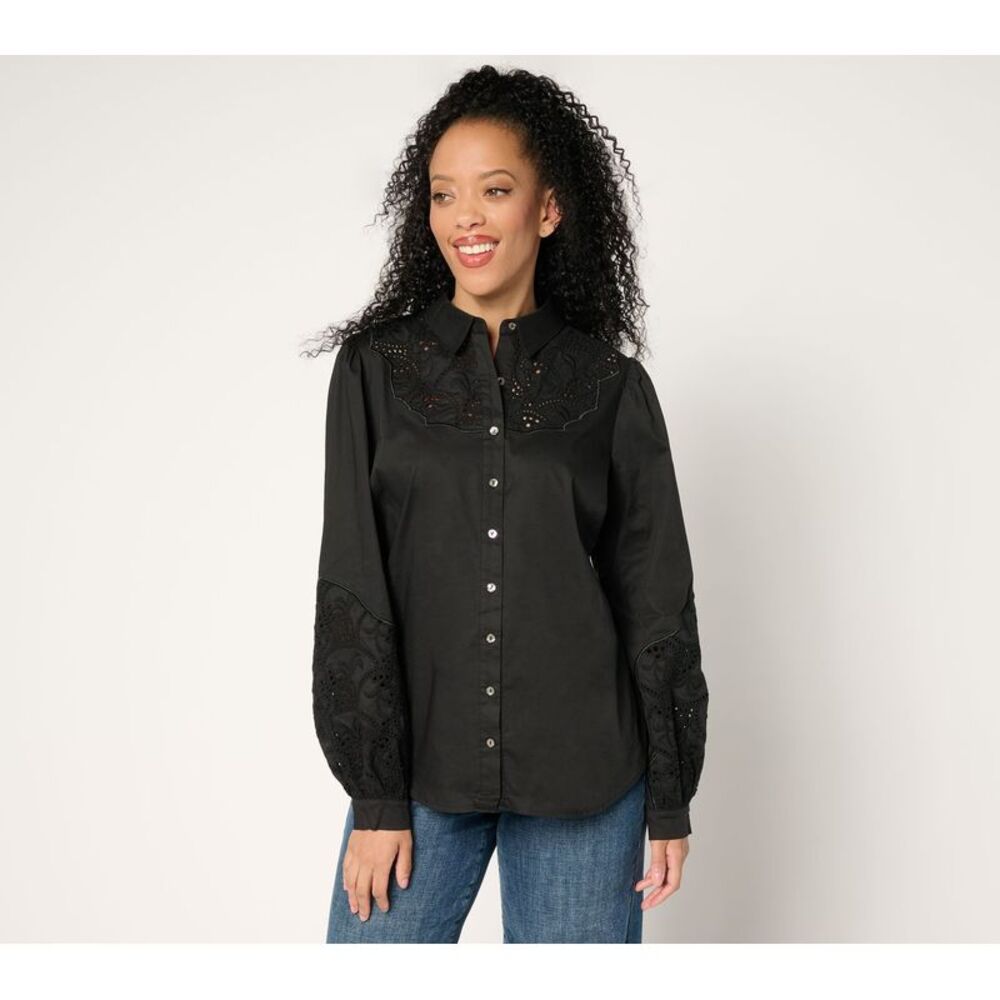 nicole by Nicole Miller Women's Top Sz S Blouse Cut-Out Detail Black A690135